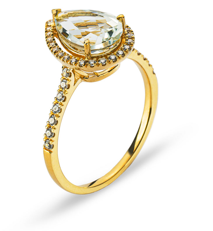 AURONOS Prestige Ring Gelbgold 18K Amethyst 1.74ct Diamanten 0.20ct Gr.54