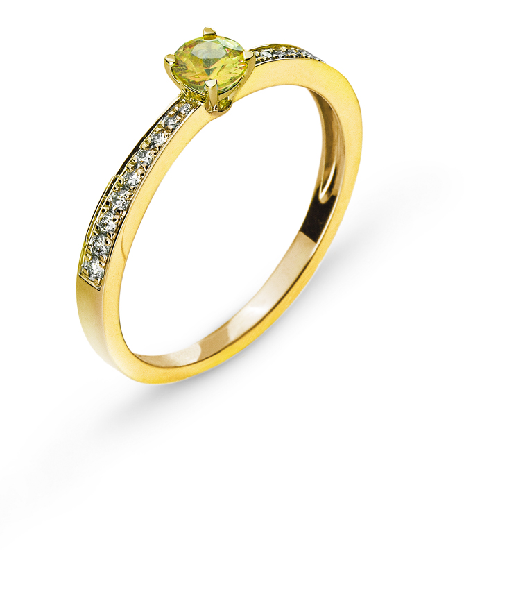 AURONOS Prestige Ring Yellow Gold 18K Sapphire 0.35ct Diamonds 0.11ct Gr.54