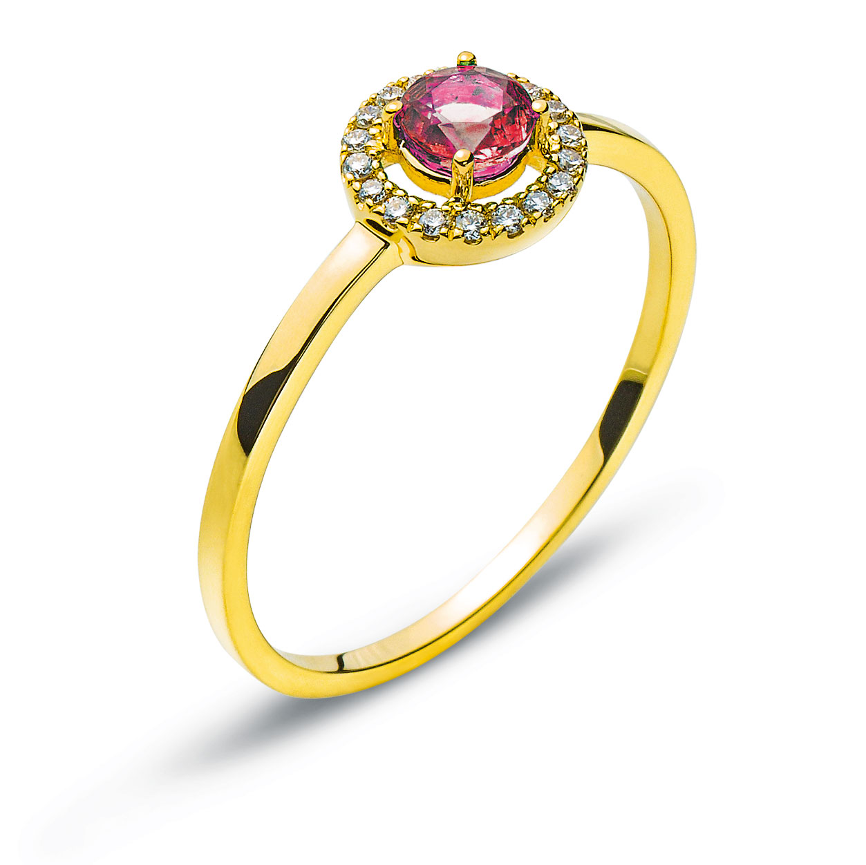 AURONOS Prestige Ring yellow gold 18K ruby 0.31ct diamonds 0,07ct Gr.54