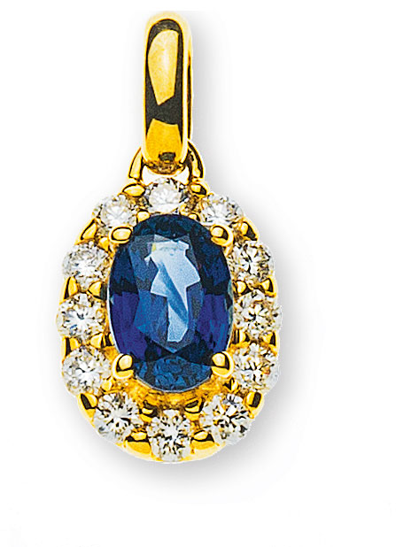 AURONOS Prestige Pendant 18K Yellow Gold Sapphire 0.67ct Diamonds 0.21ct