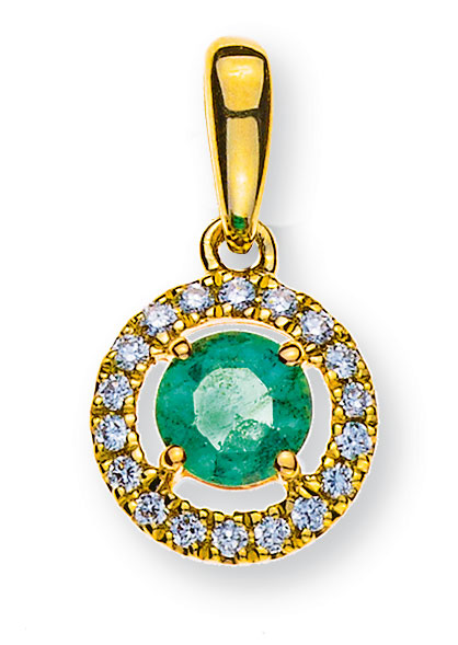 AURONOS Prestige Anhänger 18K Gelbgold Smaragd 0.24ct Diamanten 0.07ct
