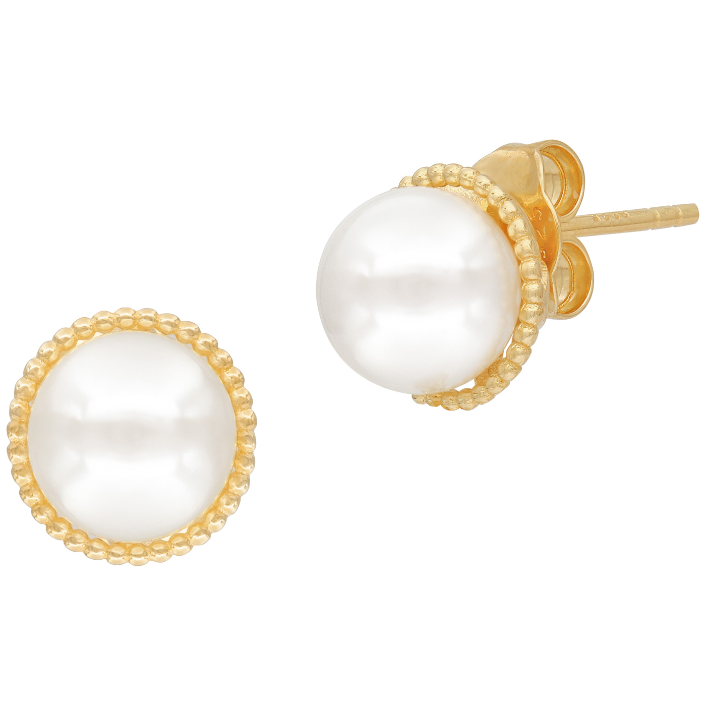 Engelsrufer Pearl stud earrings 925 silver gold plated Ø 10mm