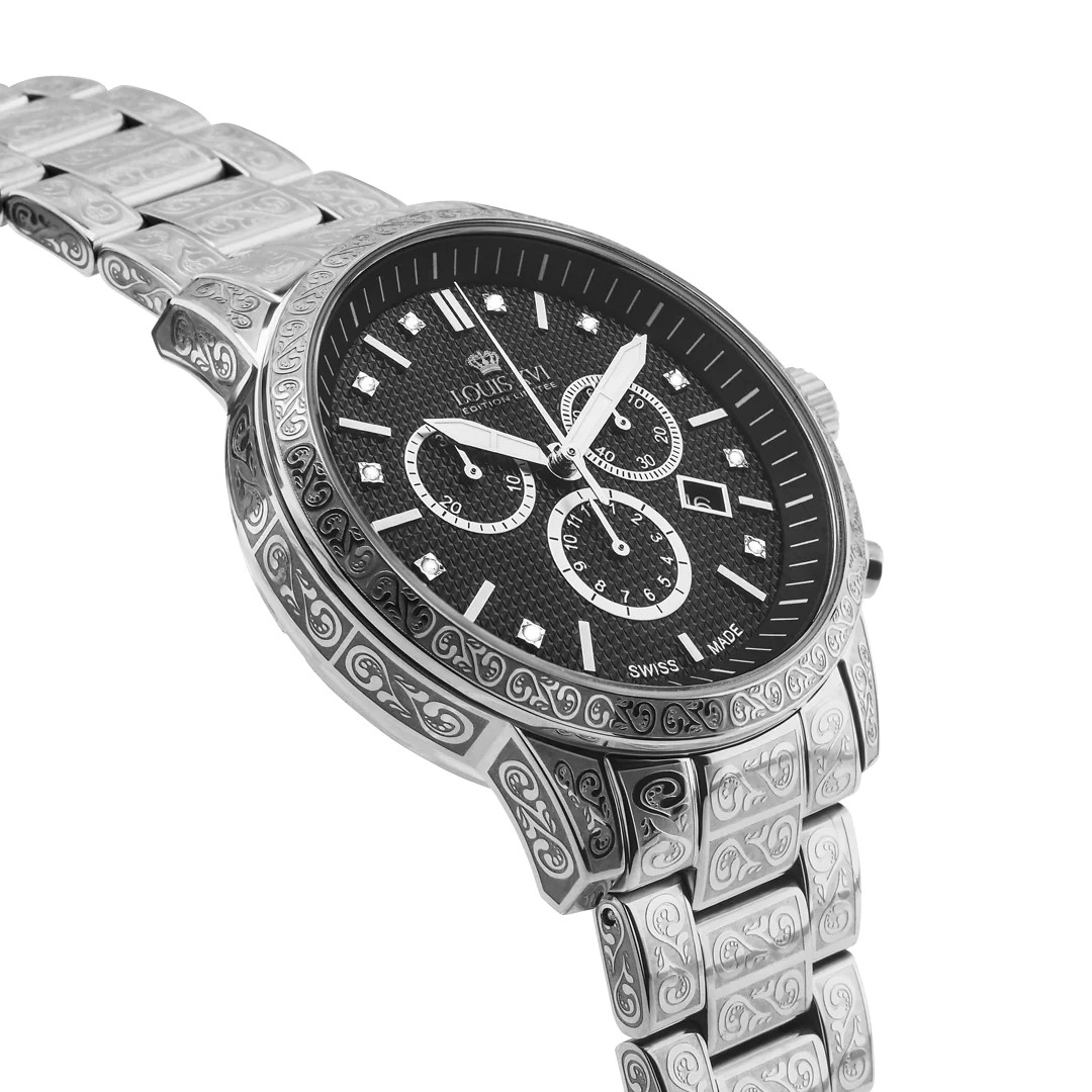 Orologio Da Uomo LOUIS XVI Palais Royale – 43 Mm, Vetro Zaffiro, Movimento Al Quarzo Svizzero, 10 Diamanti Veri, Impermeabile 5 Bar, Edizione Limitata 1000 Pezzi