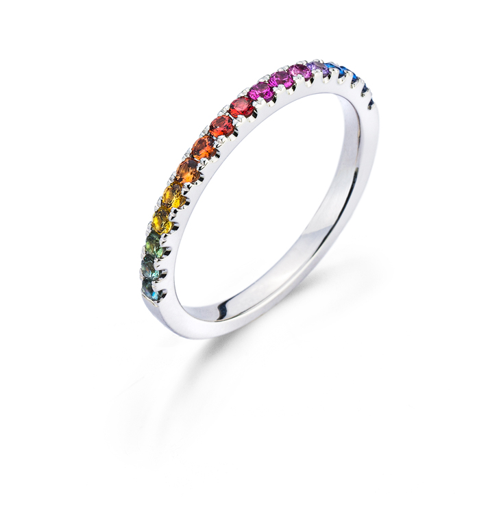 AURONOS Prestige "Rainbow" White Gold 18K Sapphire 0.42ct 