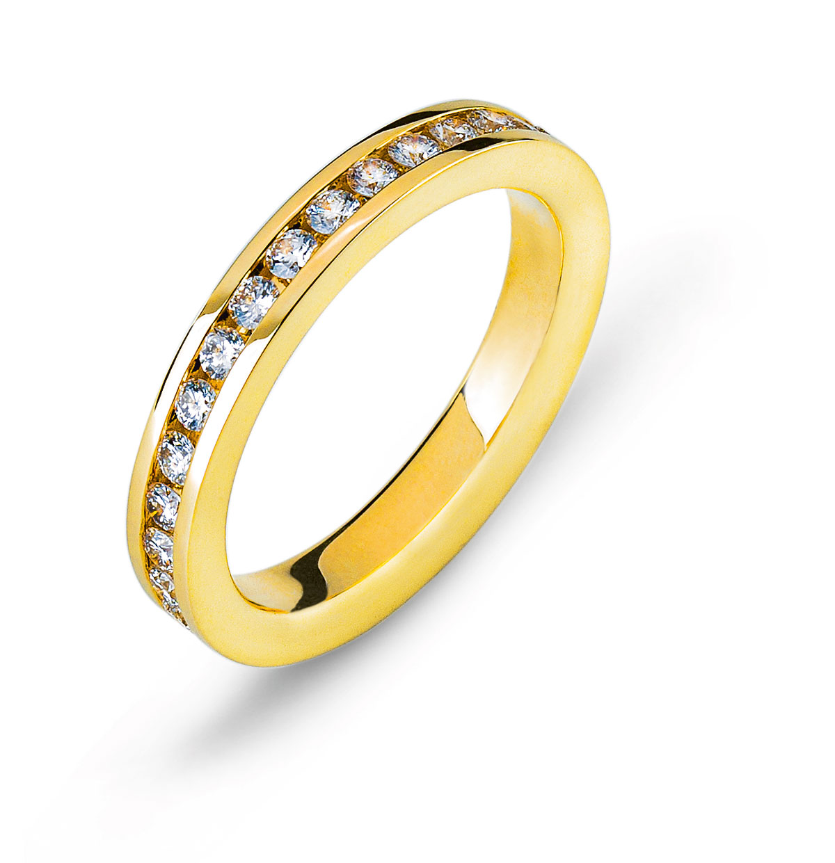 AURONOS Prestige Eternity Bague or jaune 18K canal serti de diamants 0.93ct