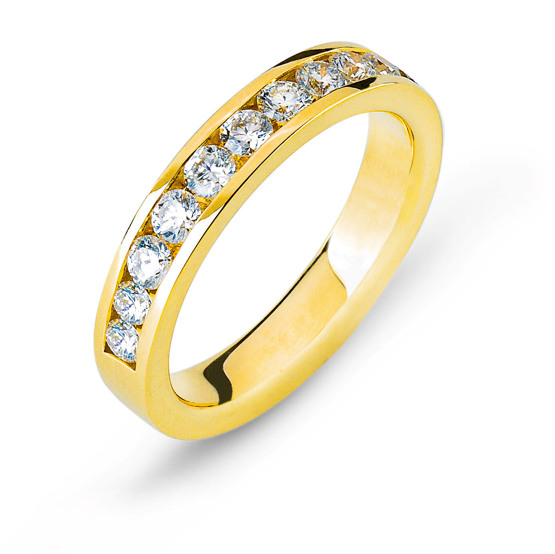 AURONOS Prestige Mémoire RIng or jaune 18K canal serti de diamants 0.84ct