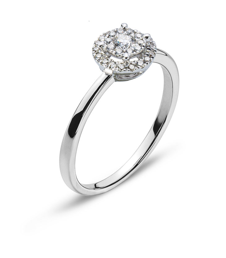 AURONOS Prestige Ring Weissgold 18K Diamanten 0.13ct