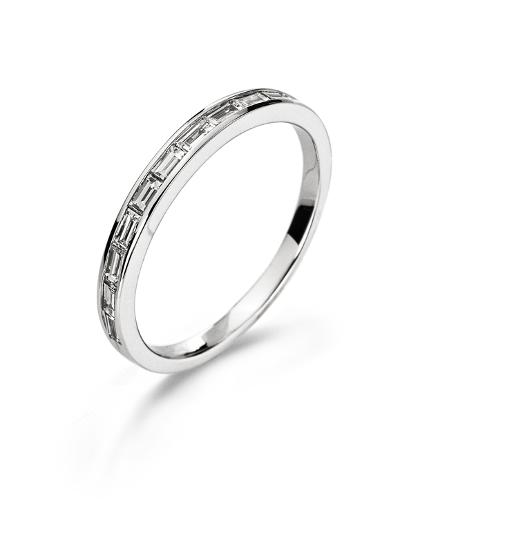 AURONOS Prestige Ring white gold 18K baguette diamonds 0.27ct