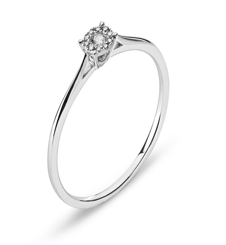 AURONOS Prestige Ring Weissgold 18K Diamanten 0.07ct