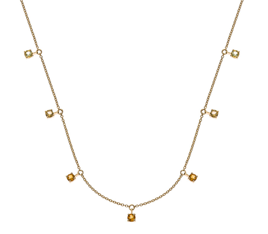 AURONOS Prestige Necklace yellow gold 18K 7 pendant with coloured stones