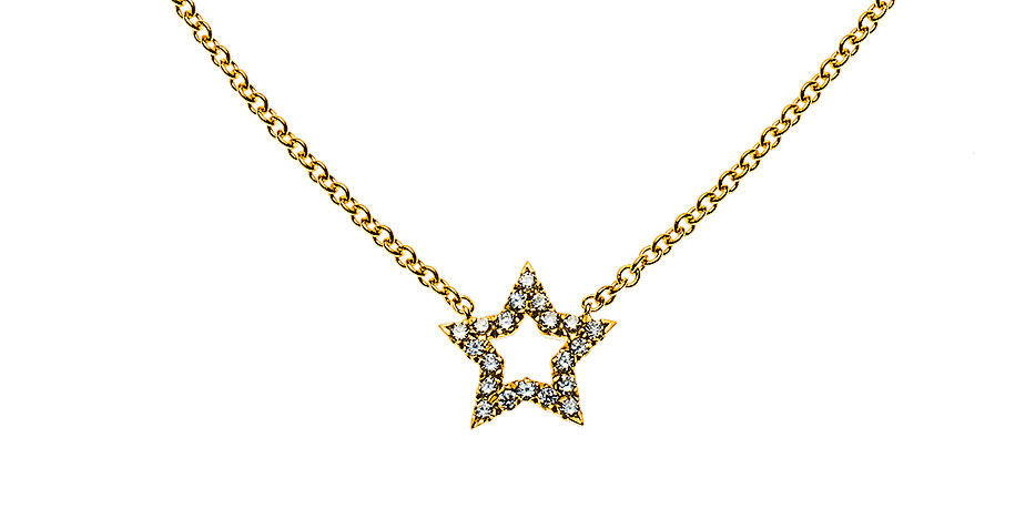 AURONOS Prestige Collier en or jaune 18K étoile diamants 0.10ct