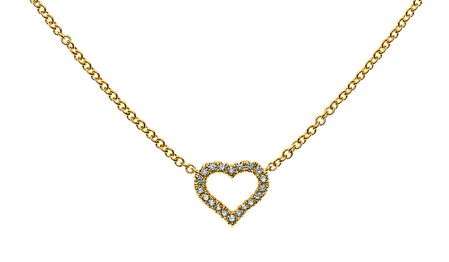AURONOS Prestige Necklace Yellow Gold 18K Heart Diamonds 0.08ct