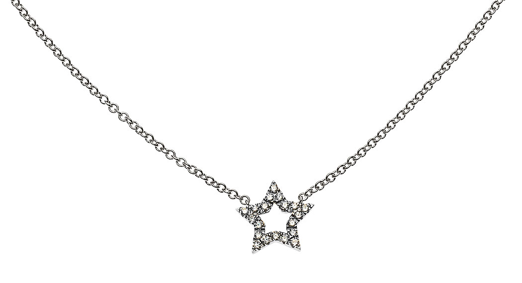 AURONOS Prestige Collier en or blanc 18K étoile diamants 0.11ct