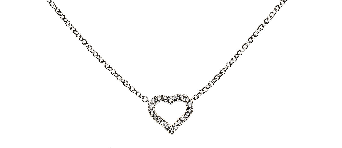 AURONOS Prestige Necklace White Gold 18K Heart Diamonds 0.08ct