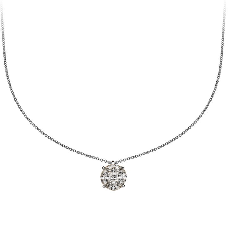AURONOS Prestige Collier en or blanc 18K Princes Diamant 0.19ct Marquise Diamants 0.47ct
