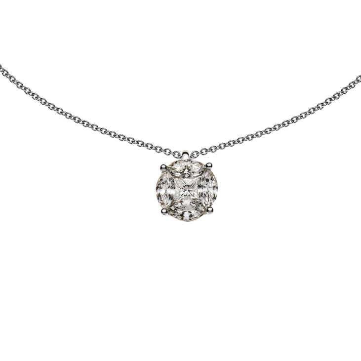 AURONOS Prestige Collier en or blanc 18K Princes diamant 0.08ct Marquise diamants 0.20ct