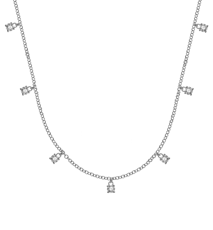AURONOS Prestige Collier en or blanc 18K 7 pendentifs diamants 0.31ct