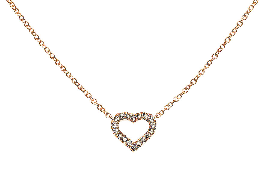 AURONOS Prestige Necklace Rose Gold Heart 18K Diamonds 0.08ct