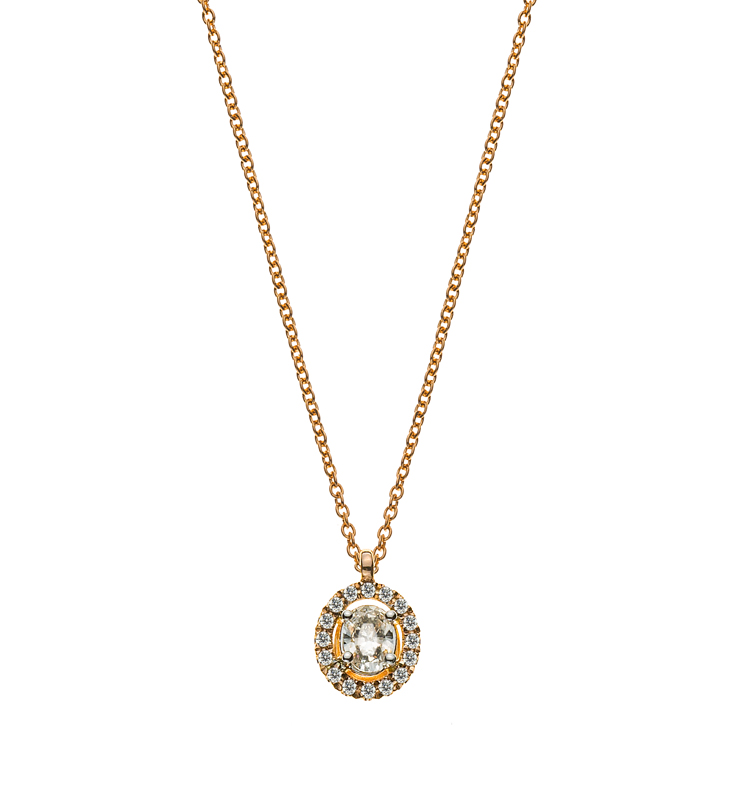 AURONOS Prestige Necklace rose gold 18K diamonds 0.23ct