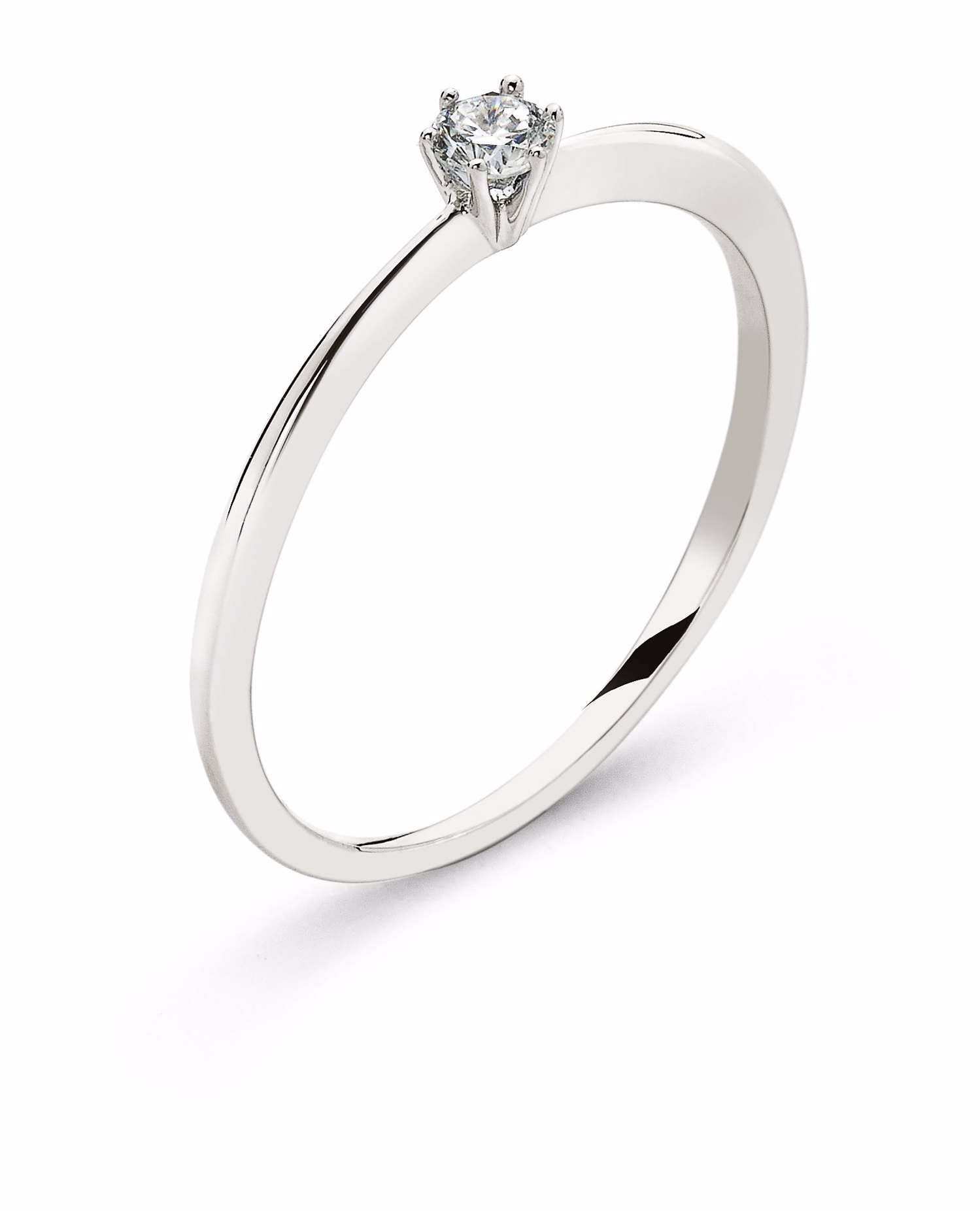 AURONOS Prestige Solitär Ring Weissgold 18K Diamant 0.10ct