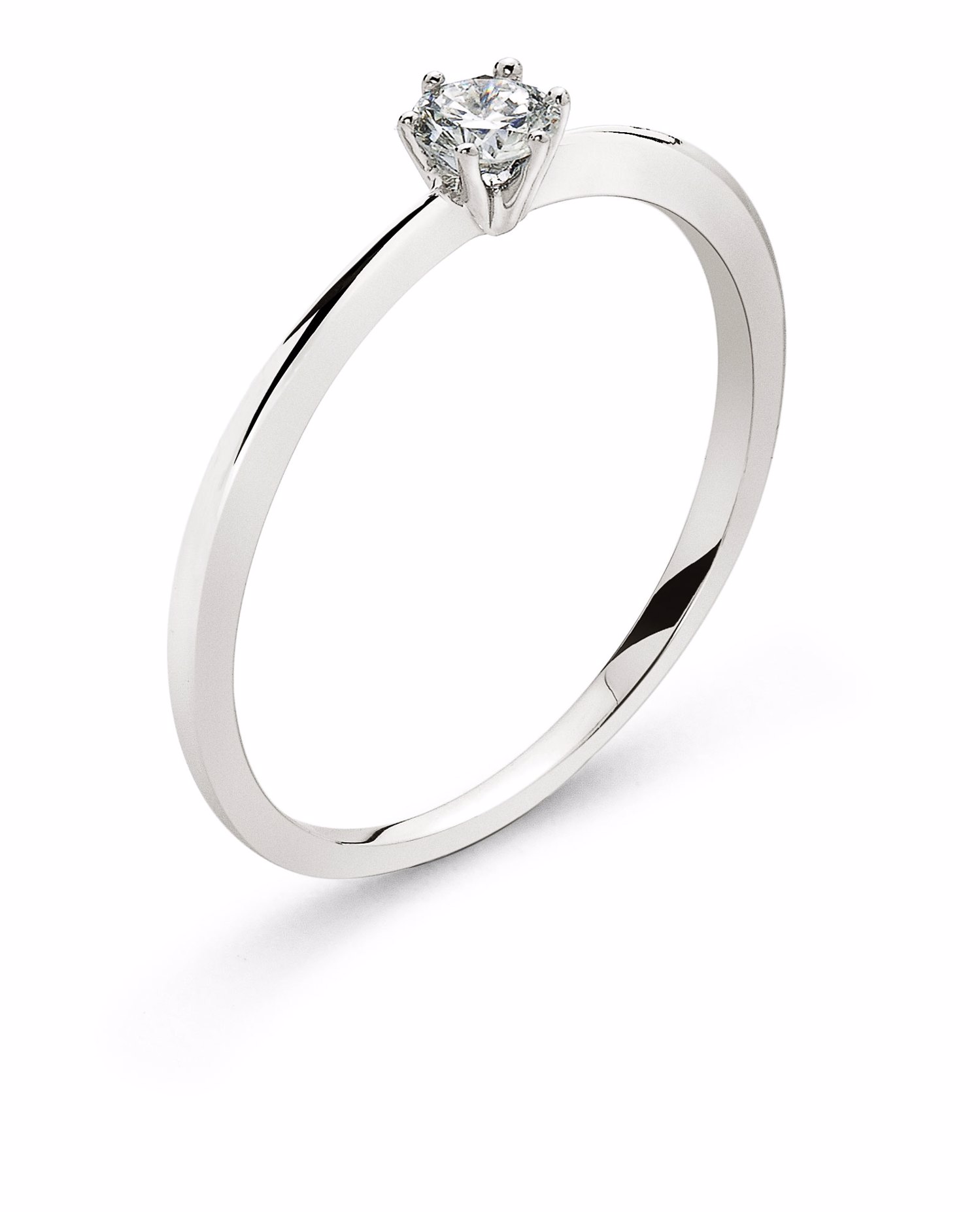 AURONOS Prestige Solitaire Ring White Gold 18K Diamond 0.15ct