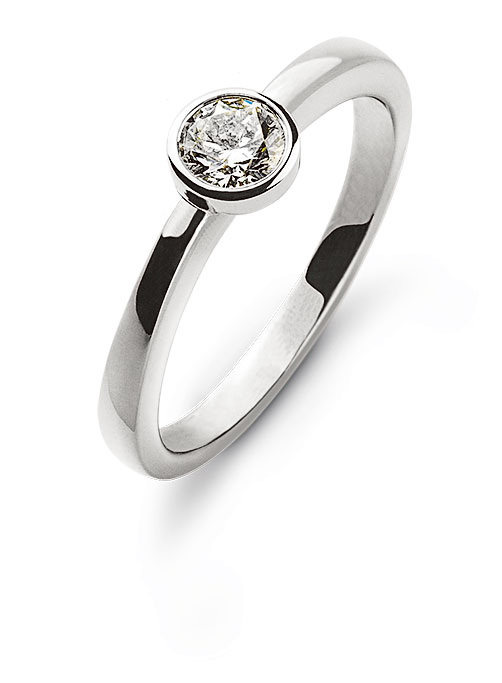 AURONOS Prestige Solitär Ring Weissgold 18K Diamant 0.15ct