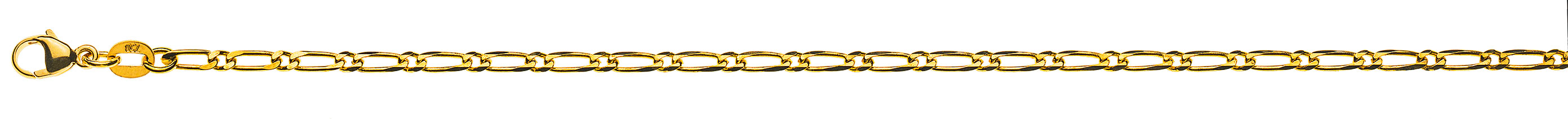 AURONOS Prestige Collier en or jaune 18K chaîne figaro 40cm 2.3mm