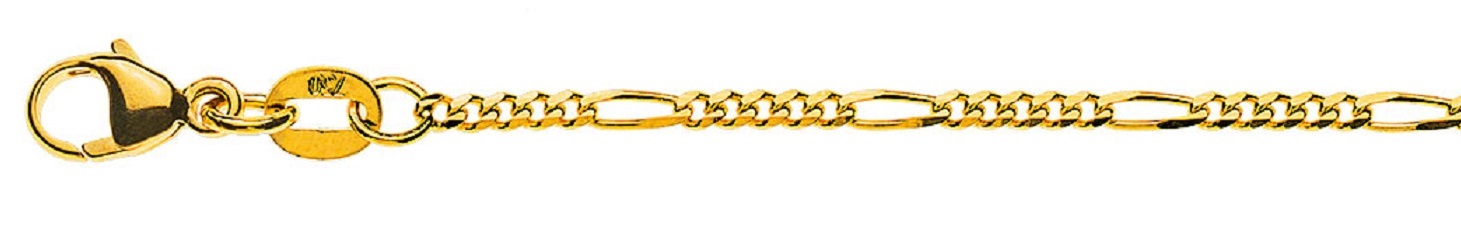 AURONOS Prestige Collier or jaune 18K chaîne figaro 5+1 maillons 40cm 1.8mm