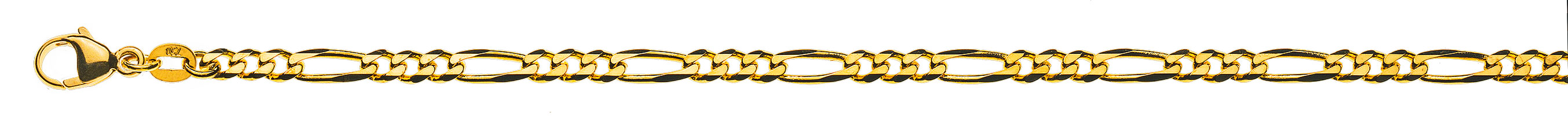 AURONOS Prestige Necklace yellow gold 18K Figaro necklace 60cm 3.4mm