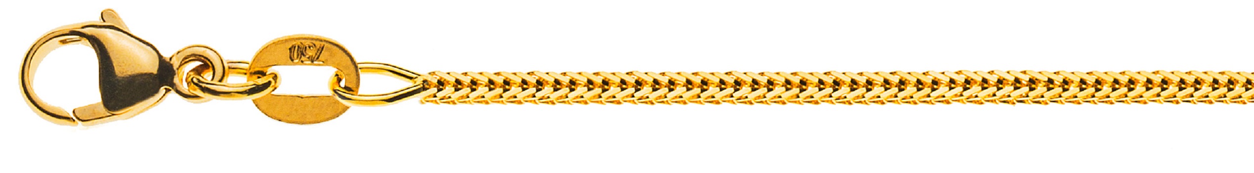 AURONOS Prestige Collier en or jaune 18K queue de renard diamantée 38cm 1.2mm