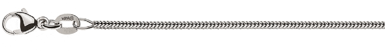 AURONOS Prestige White Gold 18K Foxtail Diamond Necklace 50cm 1.2mm