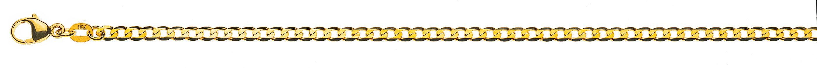 AURONOS Prestige Necklace yellow gold 18K curb chain extra flat diamond 42cm 3.1mm
