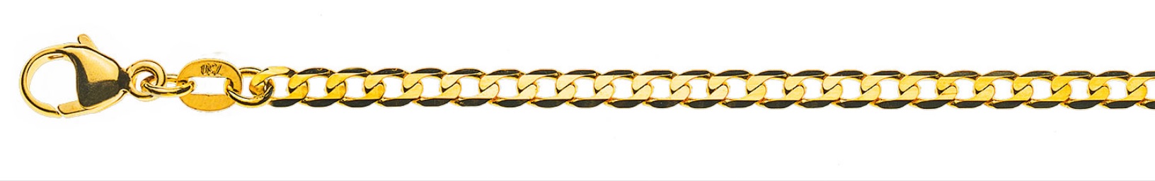 AURONOS Prestige Necklace yellow gold 18K curb chain extra flat diamond 55cm 3.1mm