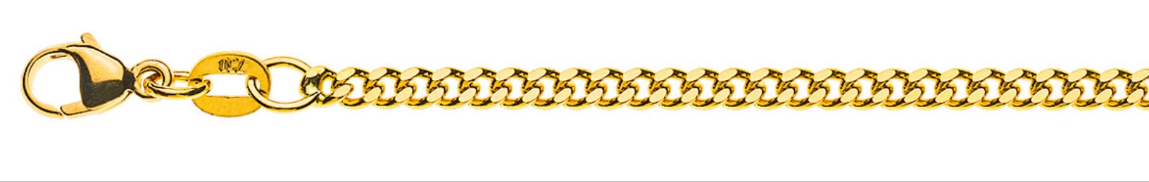 AURONOS Prestige Halskette Gelbgold 18K Panzerkette geschliffen 40cm 2.6mm