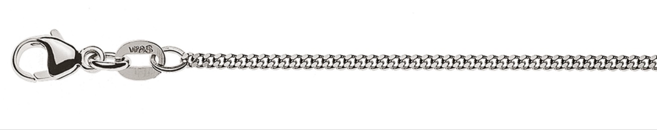 AURONOS Élégance Necklace white gold 14K curb chain polished 38cm 1.6mm