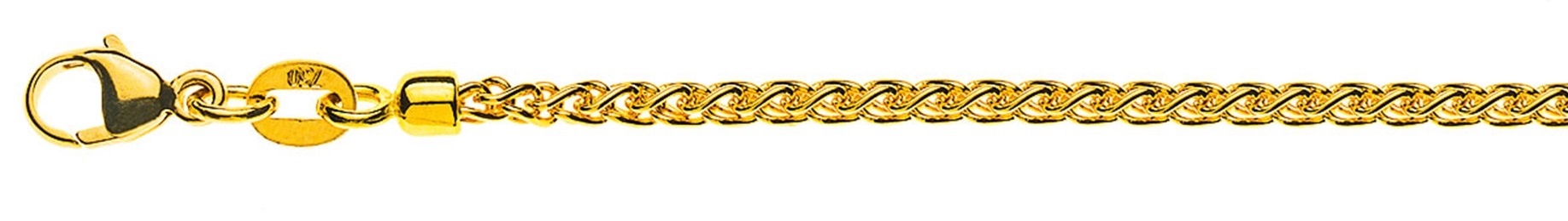 AURONOS Prestige Halskette Gelbgold 18K Zopfkette 40cm 2.15mm