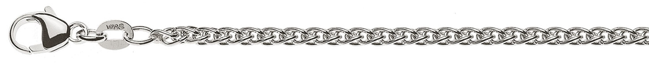 AURONOS Prestige Collier or blanc 18K chaîne câble 42cm 2.5mm