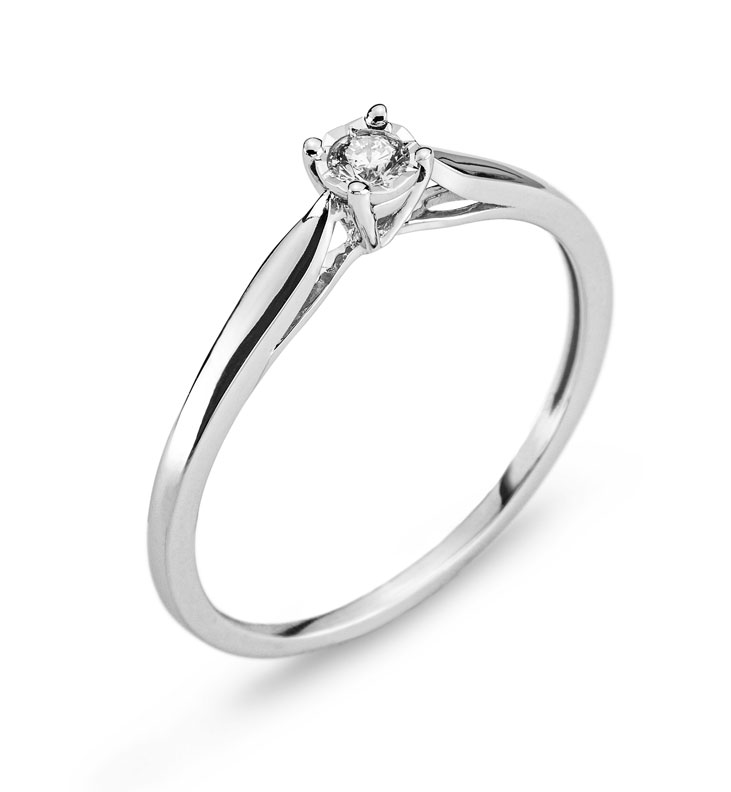 AURONOS Prestige Solitaire ring 18K white gold diamond 0.08ct