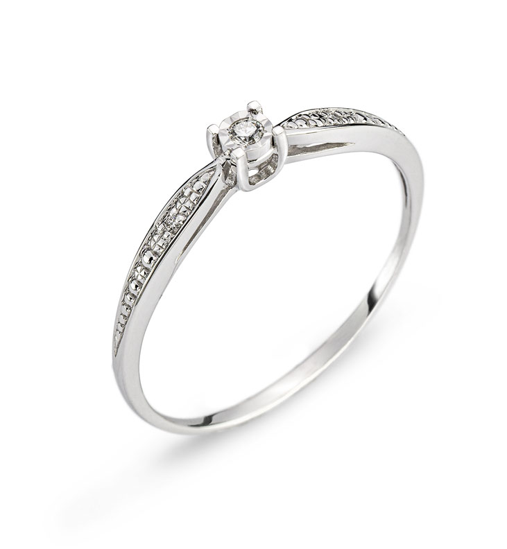 AURONOS Prestige Solitaire ring 18K white gold diamonds 0.03ct
