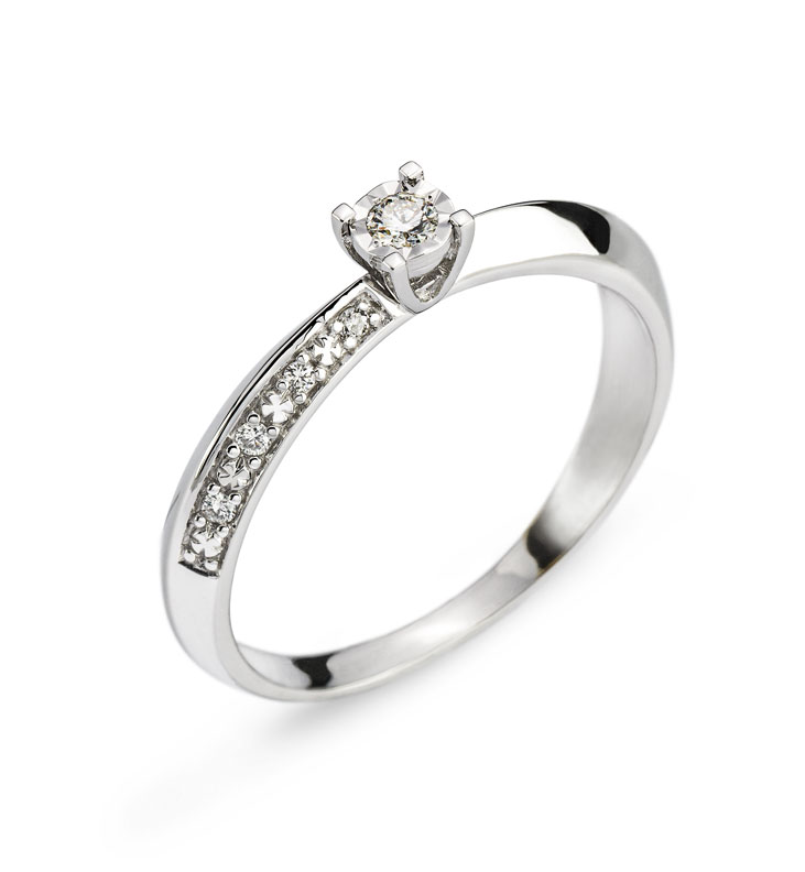 AURONOS Prestige Solitaire ring white gold 18K diamonds 0.10ct
