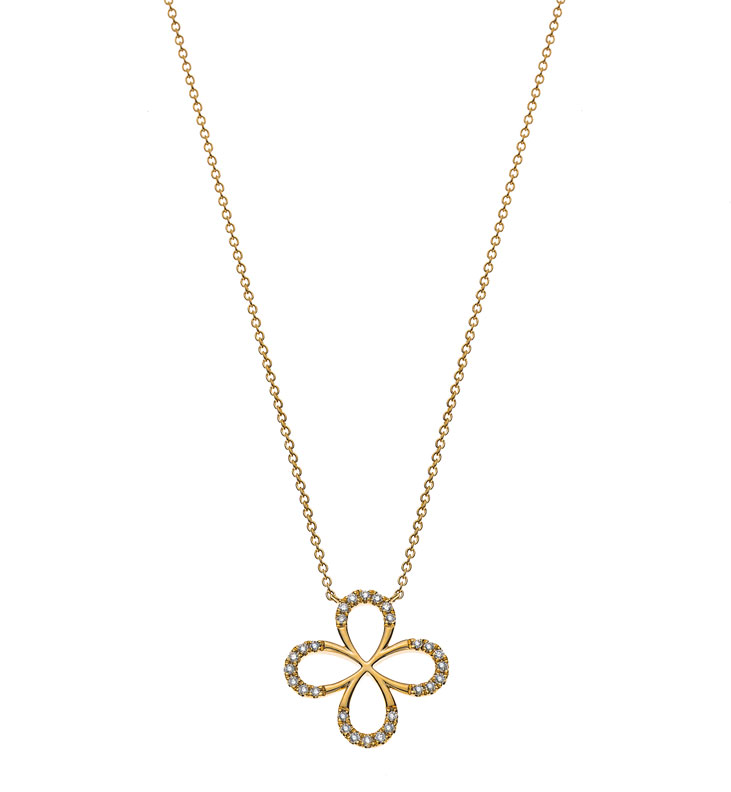 AURONOS Prestige Necklace round anchor yellow gold 18K diamonds 0.10ct 45cm 
