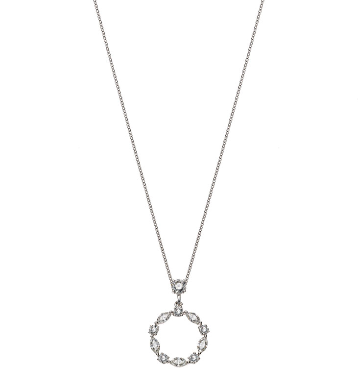 AURONOS Prestige Halskette Weissgold 18K Marquise Diamanten 0.37ct Brillanten 0.39ct 45cm 