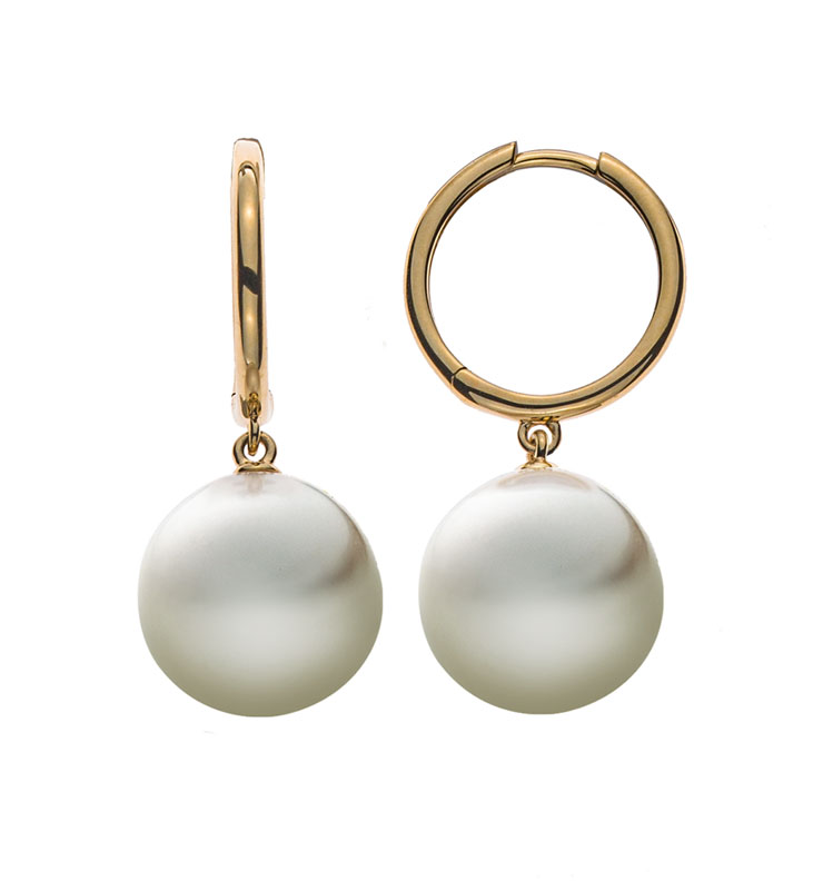 AURONOS Prestige Creoles yellow gold 18K pearls 