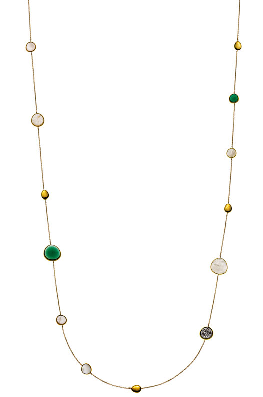 AURONOS Prestige Necklace yellow gold 18K coloured stones 90cm