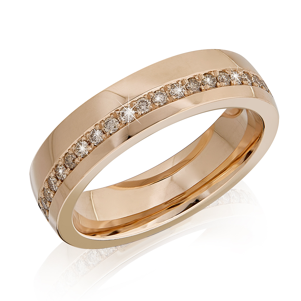 Ring in Rotgold mit 43 champagner-farbenen Brillanten 0,42ct., Messerer Juwelier Zürich