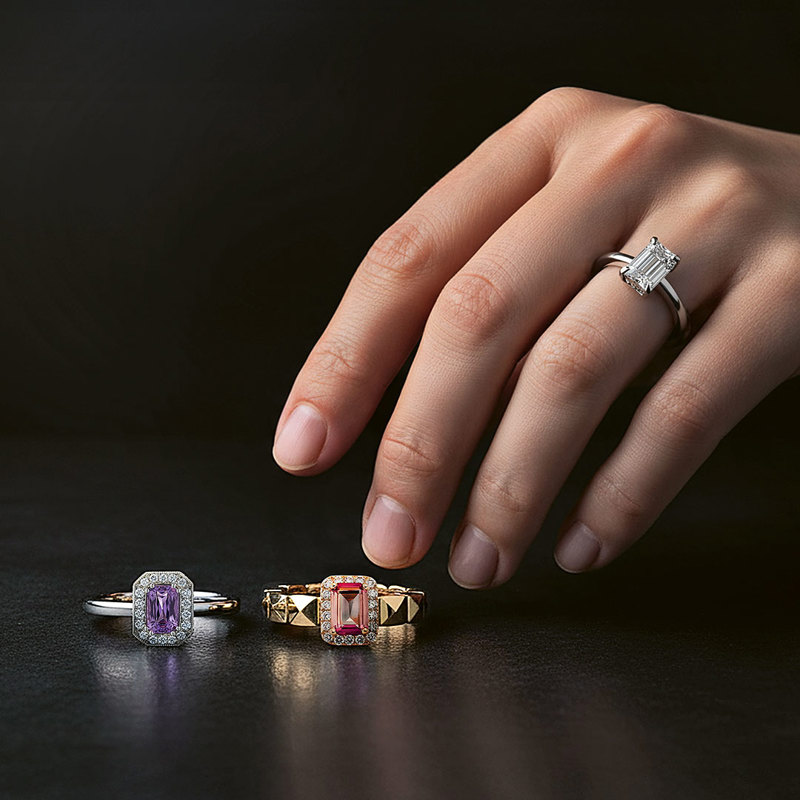 Solitaire-Ring in Platin mit Diamant im Smaragd-Schliff von 0,81ct., Messerer Juwelier Zürich