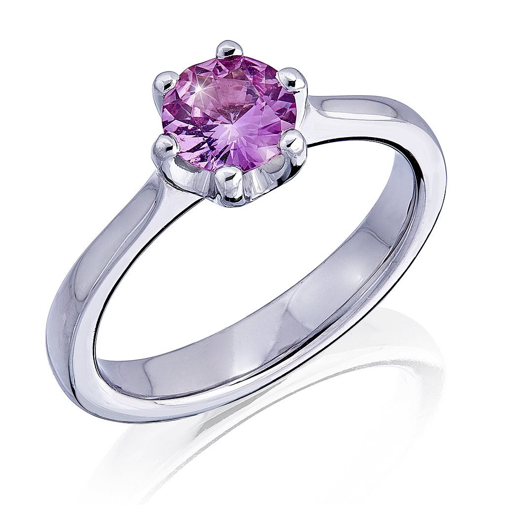 Solitaire-Ring in Platin mit pinkem Saphir 0.79ct., Messerer Juwelier Zürich