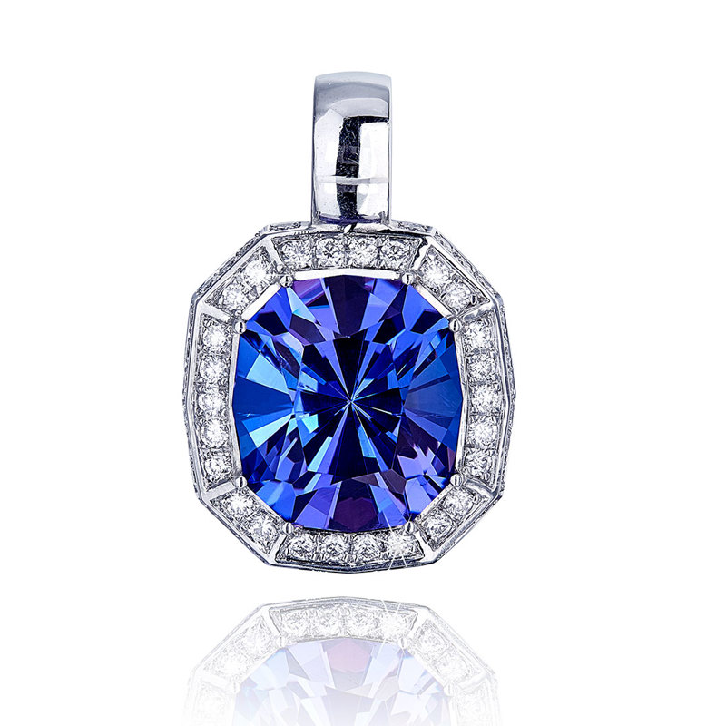 Anhänger in Platin mit Tansanit 4,05ct. und Brillanten, Messerer Juwelier Zürich