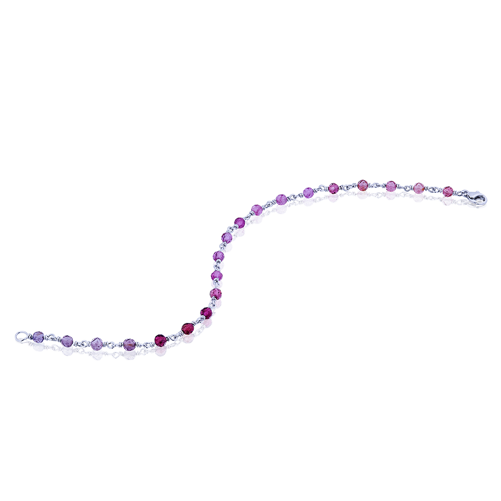Bracelet "glismet" in Platin mit 20 rosa Turmalin-Kugeln, Messerer Juwelier Zürich