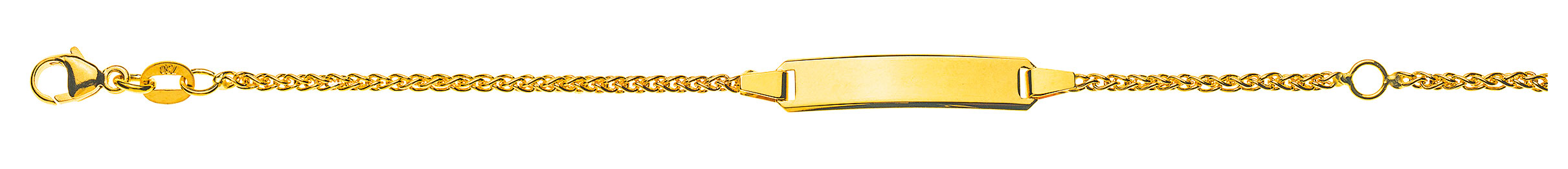 AURONOS Prestige ID-Bracelet en or jaune 18k Chaîne tressée 14cm